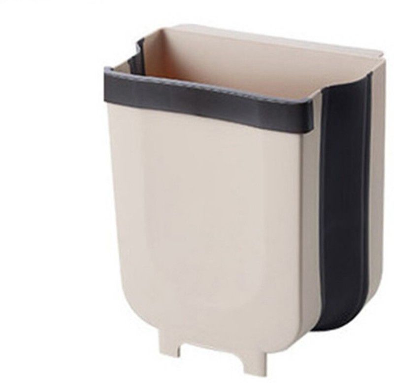 fayby Folding Trash Bin, Wall Mounted Cabinet Hanging Dustbin, Kitchen Garbage Waste Rack Holder Silicone Dustbin  (Beige)