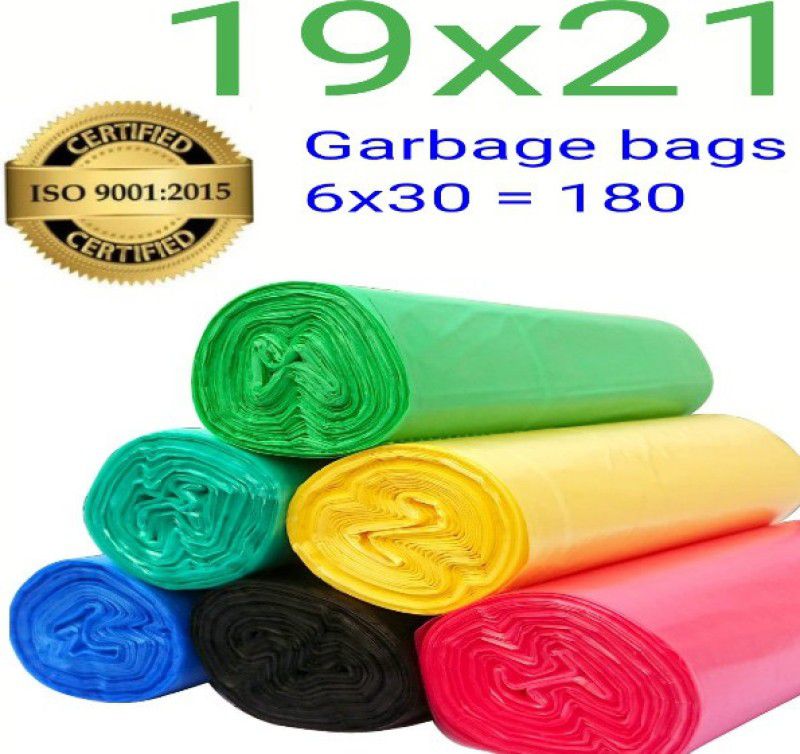 BRUZZLINE Blue,Yellow,Ocean Green,Pink,Black,Green Biodegradable pack of 6(180 Bags) Medium 15 L Garbage Bag  (180Bag )