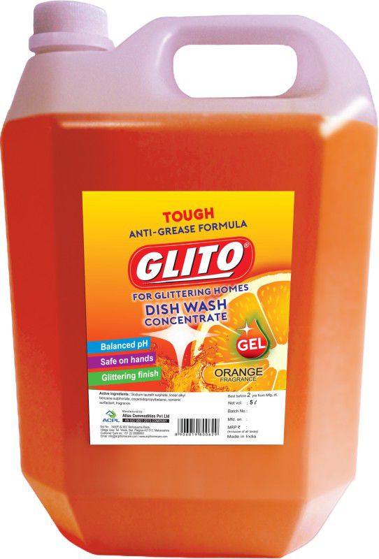GLITO Dish Wash Concentrate Orange - 5 Ltr Dish Cleaning Gel  (Orange, 5 L)