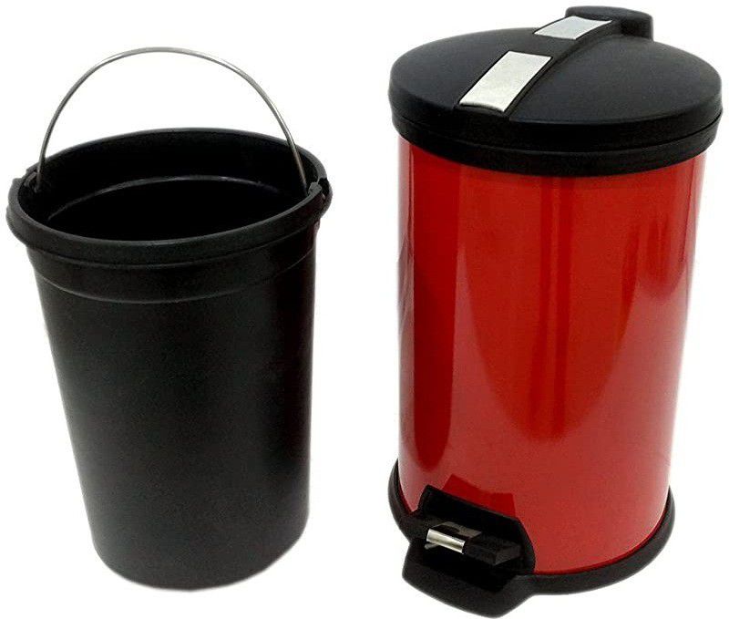 CLEAN-IN Fancy Color Coated Pedal Dustbin/Garbage Bin, with Plastic Bucket Inside. for Home, Office, and Kitchen Use. (Red 8 x 11) Stainless Steel Dustbin  (Red)