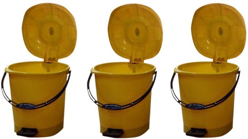 LNSMART Pedal dustbin 13L ( 3N ) Plastic Dustbin  (Yellow, Pack of 3)