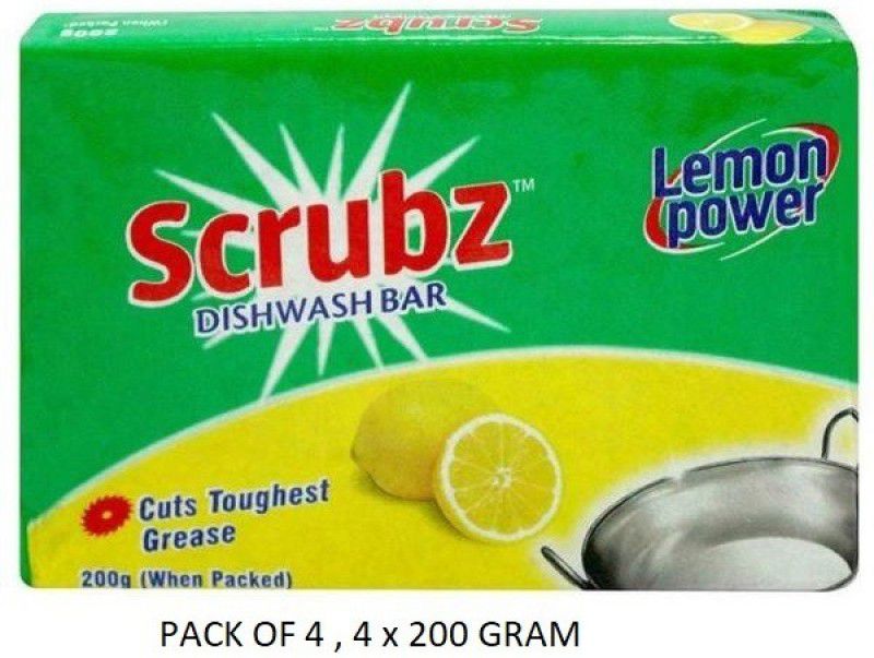 Scrubz Lemon Power 200 gm (PACK OF 4) Dishwash Bar  (4 x 200 g)