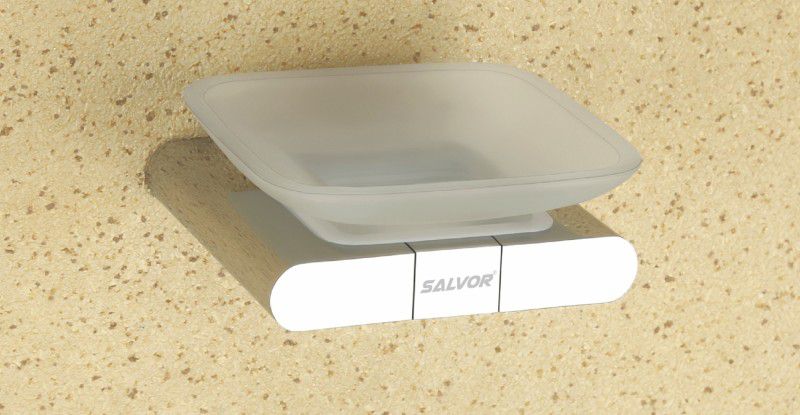 SALVOR ZION BRASS GLASS SOAP DISH - SOAP STAND  (White)