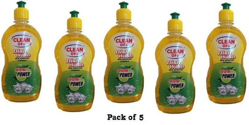 Clean Off 5X Extra Power Dish Wash New Improved Formula Pack of 5 Dish Cleaning Gel  (Lemon, 5 x 0.5 L)