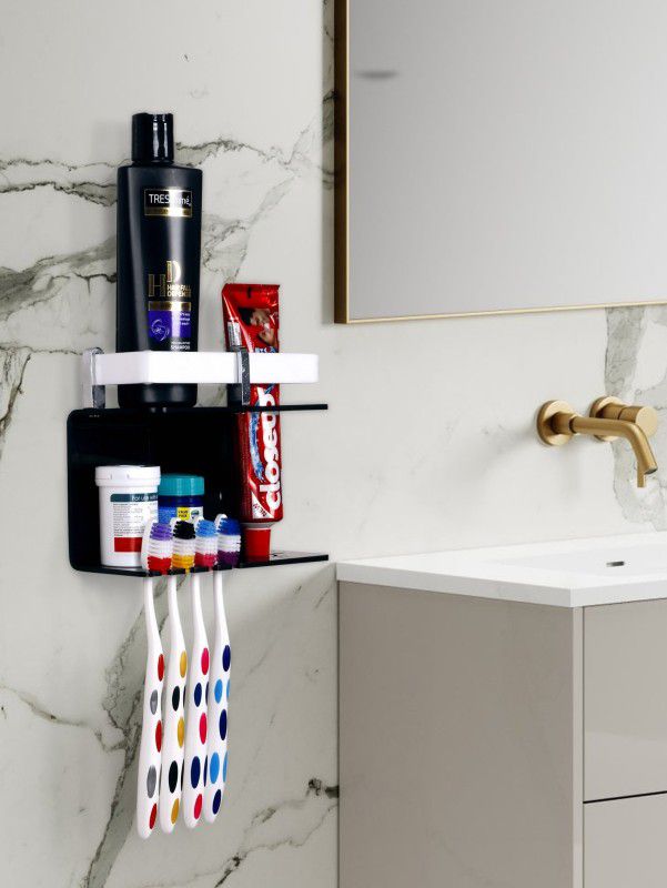 PLNJAR Rustproof Toothbrush Holder For Trimmer Shampoo Bathroom Kitchen Case Wall Mount Acrylic Toothbrush Holder  (Black, Wall Mount)