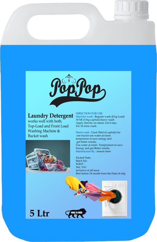 POPPOP Laundry Liquid Detergent For All Types Of Machine And Hand Wash Liquid Detergent Classic Liquid Detergent  (5 L)