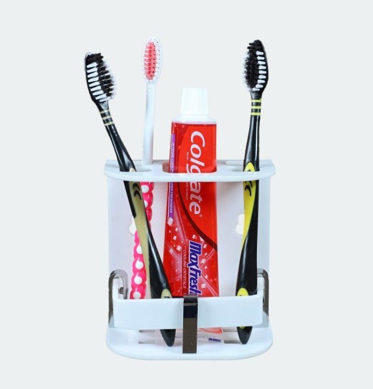 MULTIPLE HUB Acrylic Toothbrush Holder-Toothpaste Holder-Storage Acrylic, Stainless Steel Toothbrush Holder (White, Wall Mount:- Stickers & Screws With Lids) Acrylic Toothbrush Holder. Acrylic Toothbrush Holder  (White, Wall Mount)