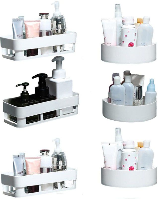 QREX Traditional Usefull ABS Plastic Bathroom Shelves And Triangle Corner Shelves  (Multicolour)