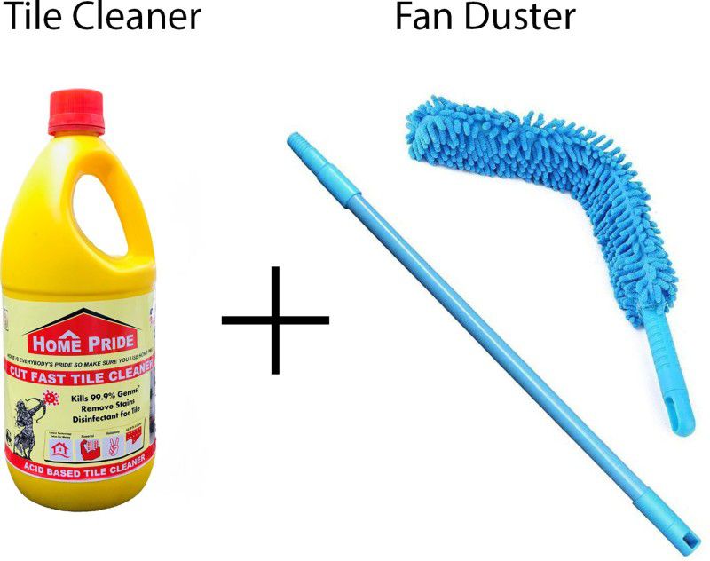 CTM Tile Cleaner and Microfiber Cleaning Duster with Extended Rod Wet and Dry Duster  (Pack of 2)