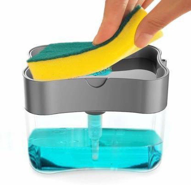 ASPENX 2 in 1 Soap Dispenser for Dishwasher Liquid Holder , Liquid Dispenser Through Pump ( Multi-Color , 400 ML) with Sponge Dishwash Bar (380 g) Dishwash Bar  (320 g)