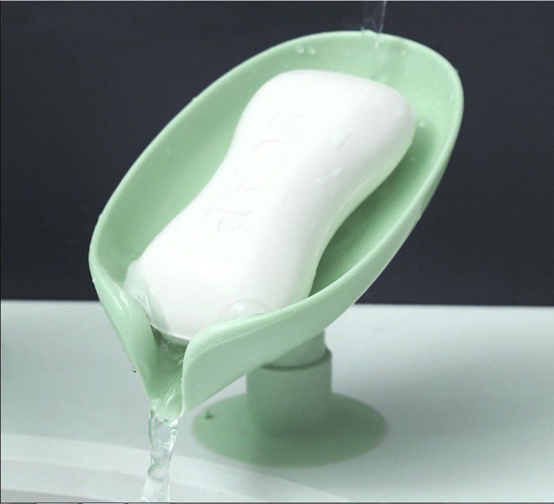 Ladila Soap Dish Leaf Soap Box Drain Soap Holder Bathroom Shower Soap Holder Dish Storage Plate Tray Bathroom Supplies Soap Container (Leaf-Shape Soap Dish, 1)  (Multicolor)
