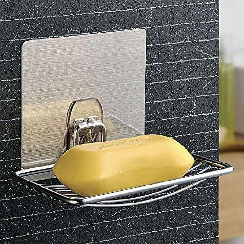 AMV Sales Soap Dish Holder,Self Adhesive Wall Mounted Soap Sponge Holder  (Silver)