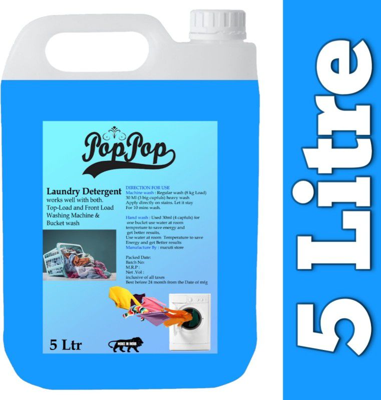 POPPOP Blue Liquid Detergent,with floral fragrance front load . top load washing liquid Floral Liquid Detergent  (5 L)