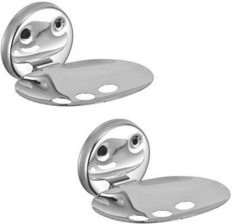 MISKU Rose Stainless Steel Soap Dish Holder (Set of 2) (Silver)  (Silver)