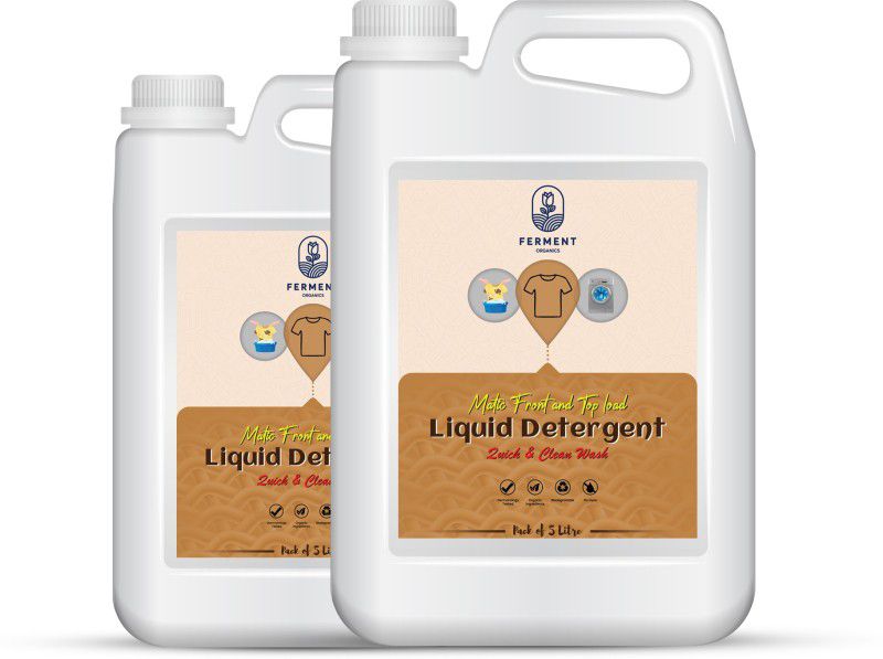 FERMENT ORGANICS White Pearls Liquid Detergent,top and front load liquid detergent- 10 Litre Classic Liquid Detergent  (2 x 5 L)
