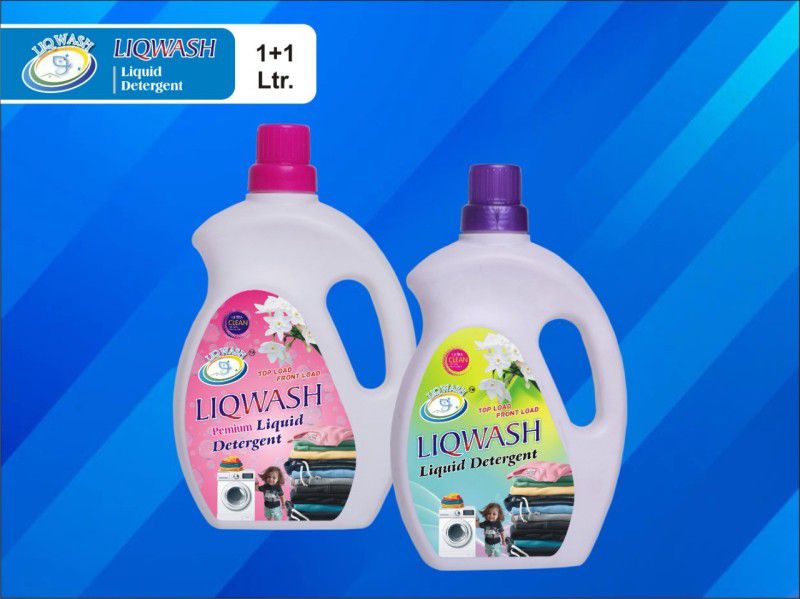 LIQWASH Premium,iqwash liquid letergrnt topload,frontload combo Classic Liquid Detergent  (2 x 1 L)