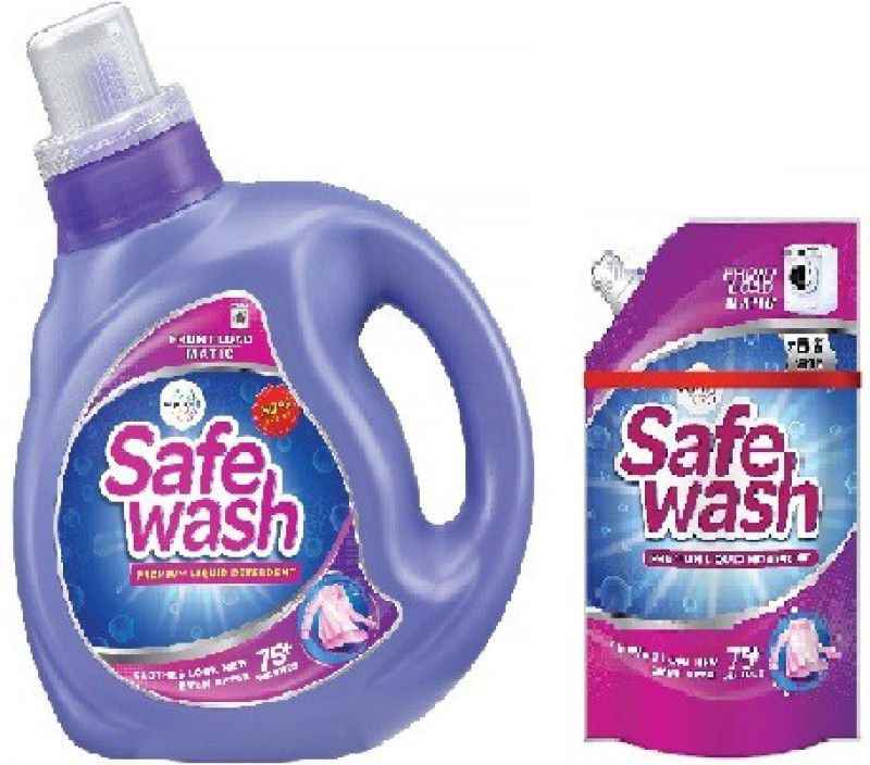 safewash liquied detargent Safewash Matic Front Load Liquid Detergent, 1L + 300ml Fresh Liquid Detergent  (2 x 0.65 L)