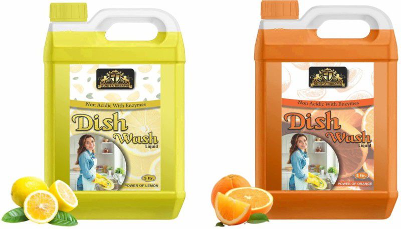 Sunita Dreams 5 Ltr Lemon +5 Ltr Orange Dish Cleaning Gel Dish Cleaning Gel  (Lemon&Orang, 2 x 5 L)