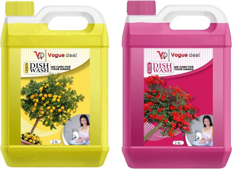 VOGUE DEAL 2 Ltr Lemon + 2 Ltr Rose Dish Cleaning Gel Dish Cleaning Gel  (Lemon&Rose, 2 x 2 L)