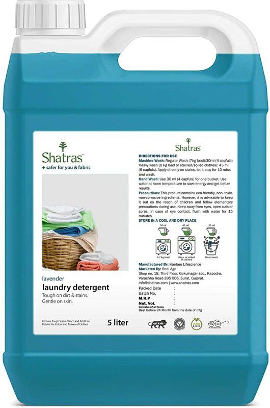 Shatras Liquid Detergent, Suitable for top load detergent and front load liquid detergen Lavender Liquid Detergent  (5000 ml)