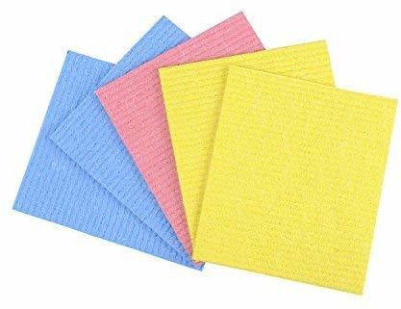 Pitambara Wipe Cellulose Microfiber Kitchen Wipes, Biodegradable Cellulose Wiping Sponge, (Multicolor, Pack of 5) Wipes  (Multicolor)