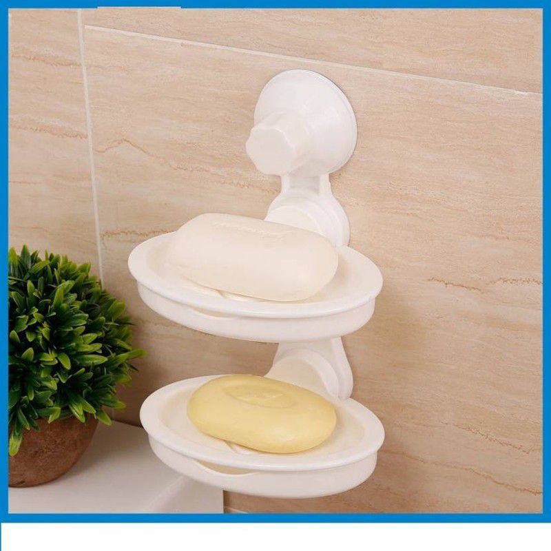 BETZILA Double Layer Soap Dish with High Quality Magic Suction Cup  (White)