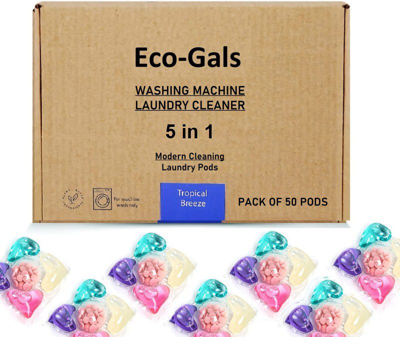 Eco-Gals 5 in 1 Mini Pods for Laundry Eco Laundry Detergent Pods for Laundry Cleaning Ocean Detergent Pod  (50 Pods)