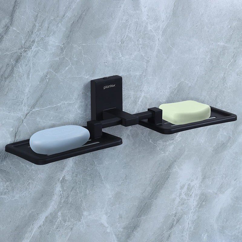 Plantex 304 Grade Stainless Steel Double Soap Dish/Stand/Bathroom & Kitchen Accessories  (Matt Black)