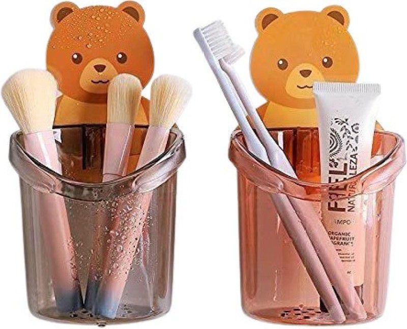 Faymon Teddy Bear Tooth Brush Holder with Self Adhesive Sticker –Set of 1 Plastic Toothbrush Holder  (Wall Mount)