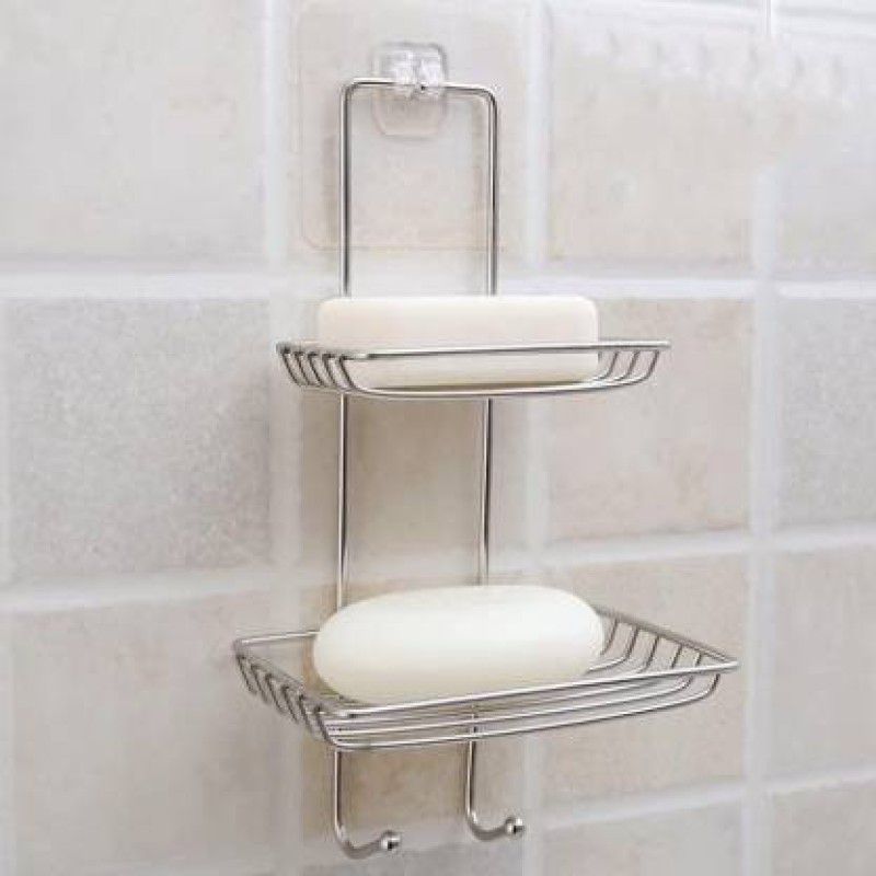 DK Creation Wall mount Double Layer soap stand For Kitchen stainless steel soap holder  (Silver)