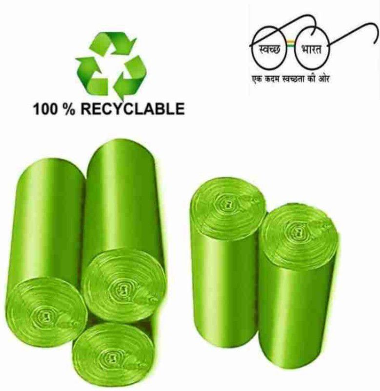 Shree ram fashion store GREEN garbage bags disposable/compostable PACK OF 5 Medium Medium 12 L Garbage Bag  (90Bag )