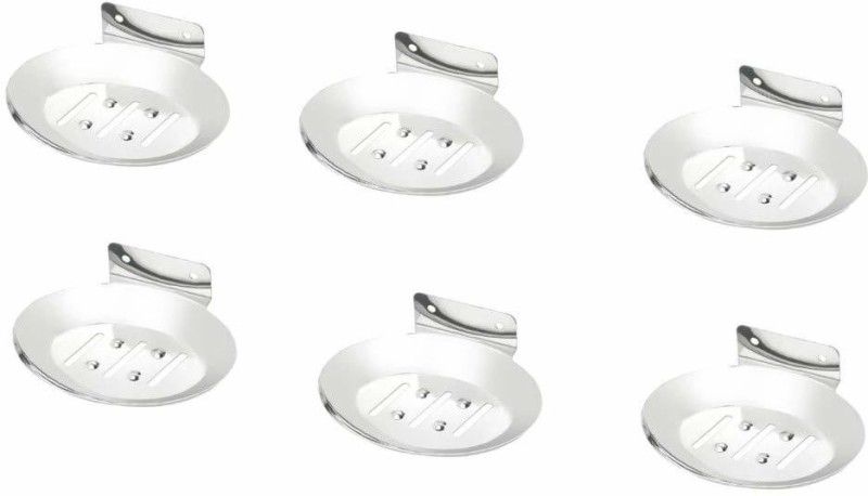 Sanjari Stainless Steel Oval Design Single Soap Holder/Stand/Soap Dish for Bathroom (Set of 6 PC's)  (Steel)