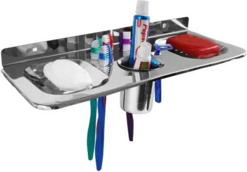 Kopter Multipurpose Kitchen/Bathroom Holder/Paste-Brush Holder Wall Mount Set of 1 Stainless Steel Toothbrush Holder  (Silver, Wall Mount)