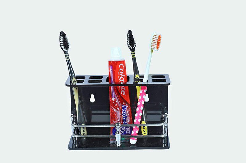 DR Enterpris Acrylic Toothbrush Holder  (Black, Wall Mount)