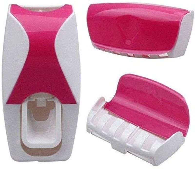 SWISS WONDER Plastic Toothbrush Holder  (White, Pink, Wall Mount)