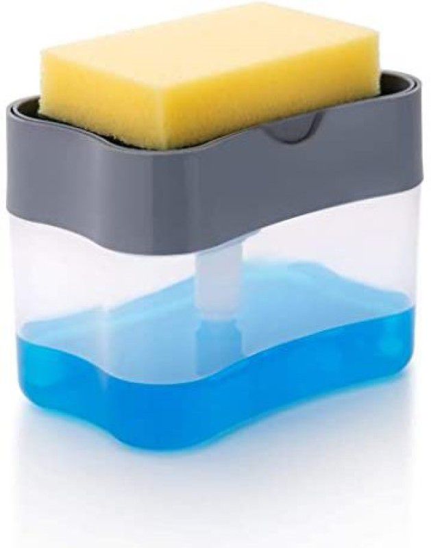 MAXBIN 2 in 1 Plastic Liquid Soap Press-Type Pump Dispenser with Sponge Holder for Kitchen Sink Dishwasher 380 ml Liquid, Soap, Gel Dispenser . [PACK OF 1] Fresh Liquid Detergent  (380 ml)