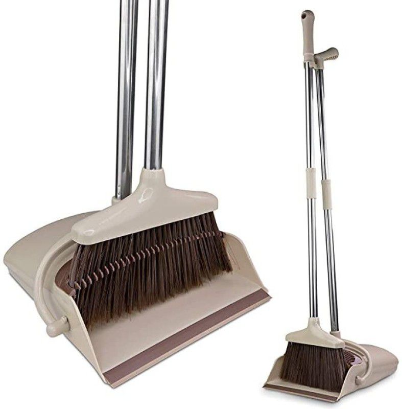 khorduExpo Heavy Duty Upright Standing Dustpan With Easy Sweeping Broom Plastic Dustpan  (Multicolor)