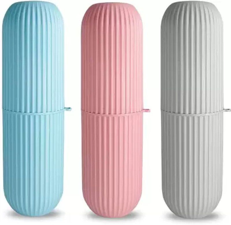 Capsule Shape Travel Toothbrush Toothpaste Case Holder Portable Toothbrush Plastic Toothbrush Holder  (Multicolor)