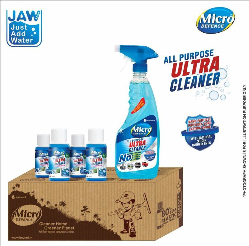 MicroDefence All Purpose Cleaner| Glass & Surface Cleaner | (4X50ML) Concentrates Makes  (2 L)