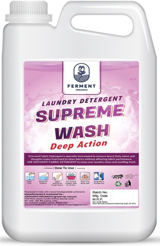 FERMENT ORGANICS Super matic ,suitable for front load and top load washing machine Lily Liquid Detergent  (5000 ml)