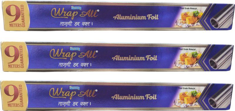 WrapAll Aluminum Foil | Pack of 3 | Foil Roll | 9 Meter Foil  (1 Ply, 3 Sheets)
