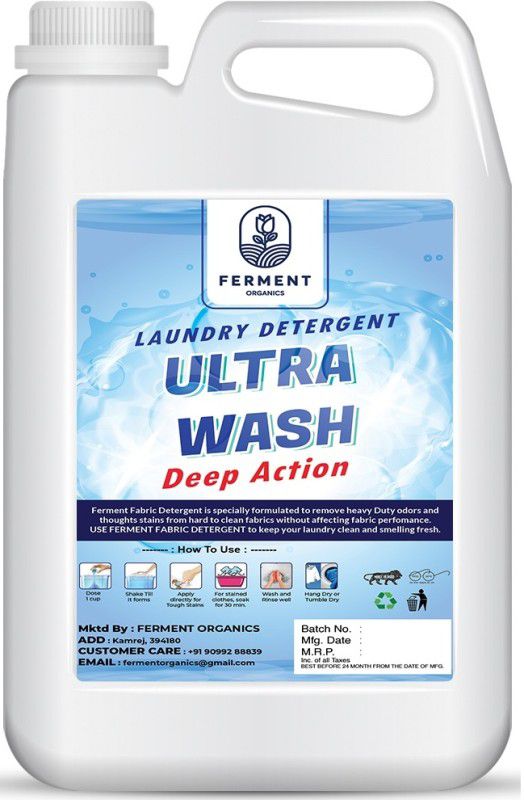FERMENT ORGANICS Ultra Matic Liquid Detergent With Multi Enzyme For All Type Of Washing Machine Aqua Liquid Detergent  (5000 ml)