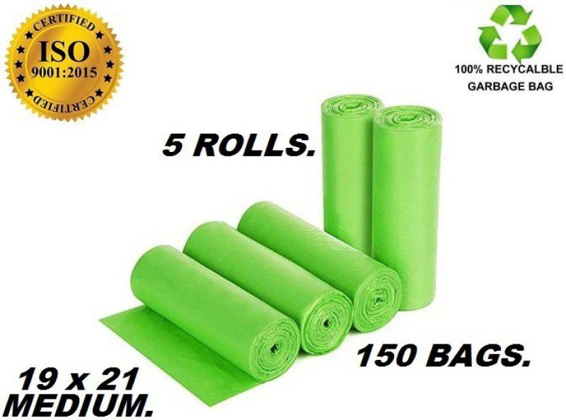 MJ Exim 100% Biodegradable Garbage Bag Green For Home office and kitchen use Medium 13 L Garbage Bag  (150Bag )