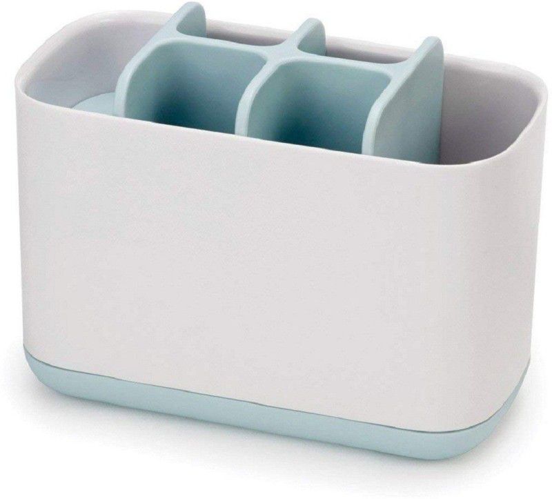 ELITEHOME 6 Compartment Toothbrush Holder for Bathroom Accessories, Toothpaste Plastic Toothbrush Holder  (Blue, White)