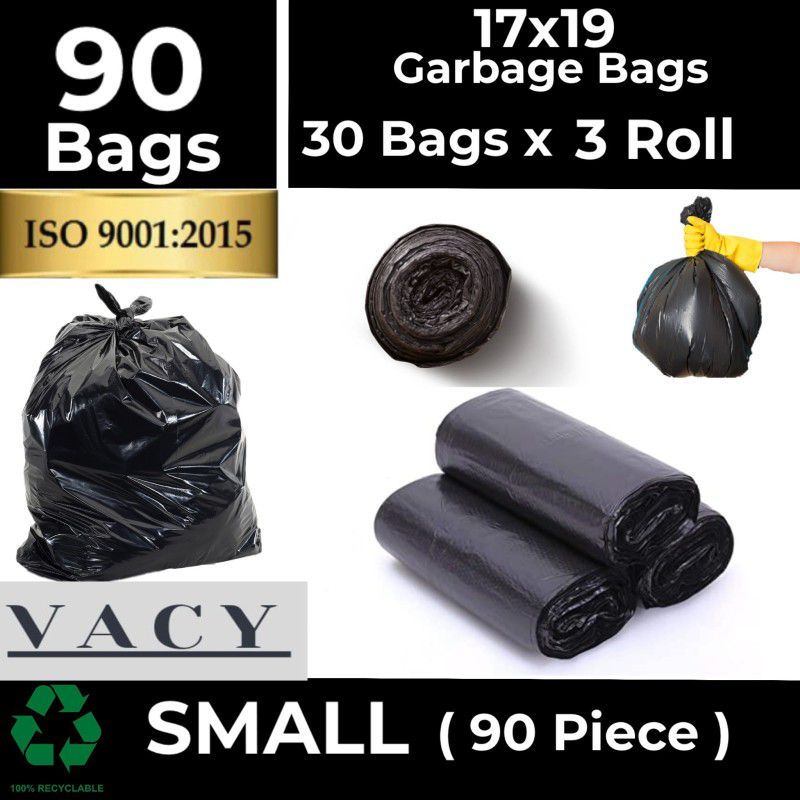 MJ Exim Biodegradable Garbage Bags 17X19 inches ( pack of 3, 90 pieces ). Small 90 L Garbage Bag  (3Bag )