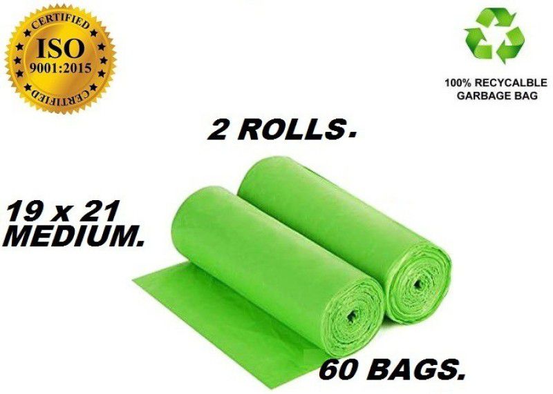 MJ Exim 100% Biodegradable Garbage Bag Green For Home office and kitchen use Medium 13 L Garbage Bag  (60Bag )
