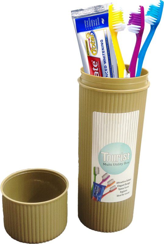 Gift Collection Plastic Toothbrush Holder  (Brown)
