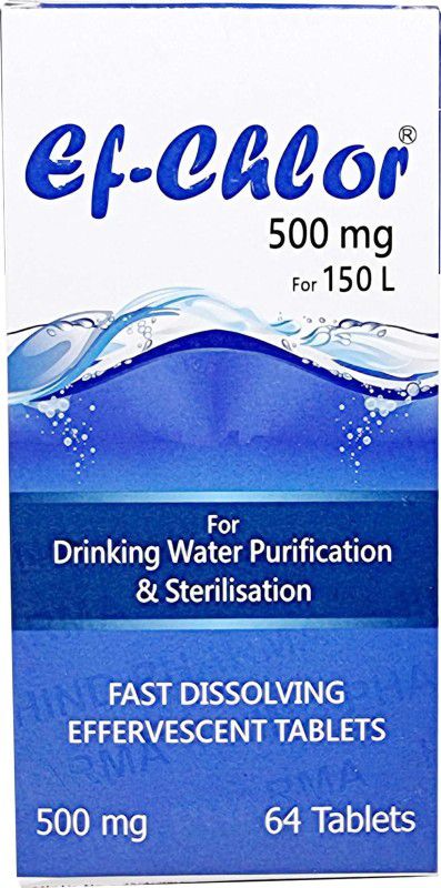 Ef-Chlor Water Purification & Water Disinfection Tablets for Emergencies ,Relief Operations, Drinking & Hygiene at Home/Workplace - (1 Tablet Purify 150 liters water)  (64 Tablets)
