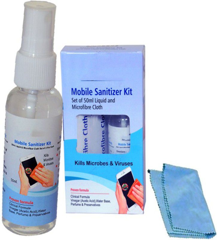 Wanzhow Cleaner Sanitizer with Liquid and Microfiber Cloth (Set of 50ml) for Mobiles  (50 ml)