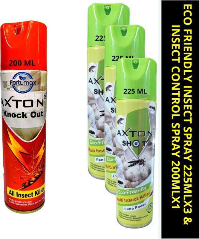 AXTON Knock Out Multi Insect control Spray & Shot Multi Insect Control Spray  (4 x 218.75 ml)